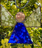 Stained Glass Triangle Angel - Royal blue with deep-textured clear wings