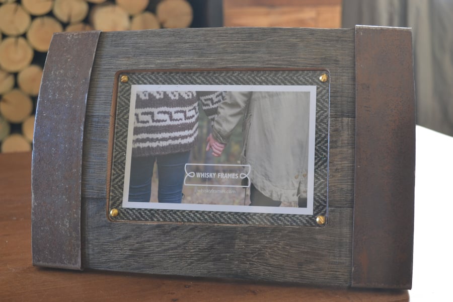 Bilge Frame Metal Tweed - Reclaimed Whisky Cask Wood Frames