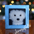 Needle felted dog portrait. 