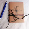 Set of 3 Notebooks A6 blank unlined with hand-drawn hosta design