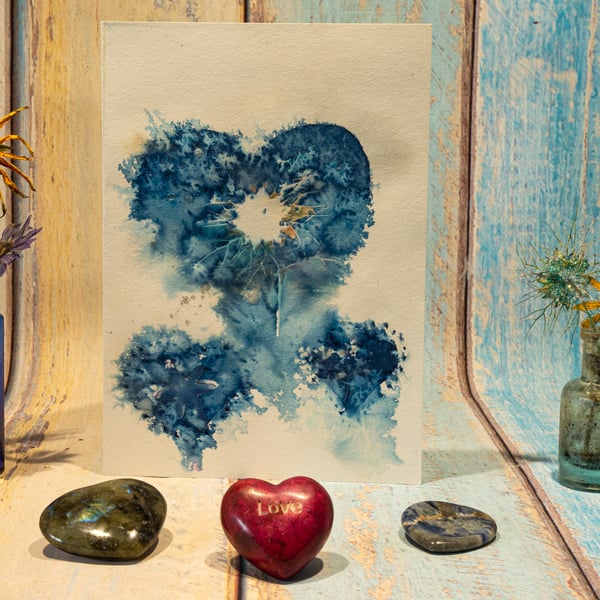 Love-in-a-Mist for Your Valentine – Original Cyanotype Card