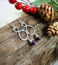 Earrings, Sterling Silver Infinity Circles and Amethyst Droppers