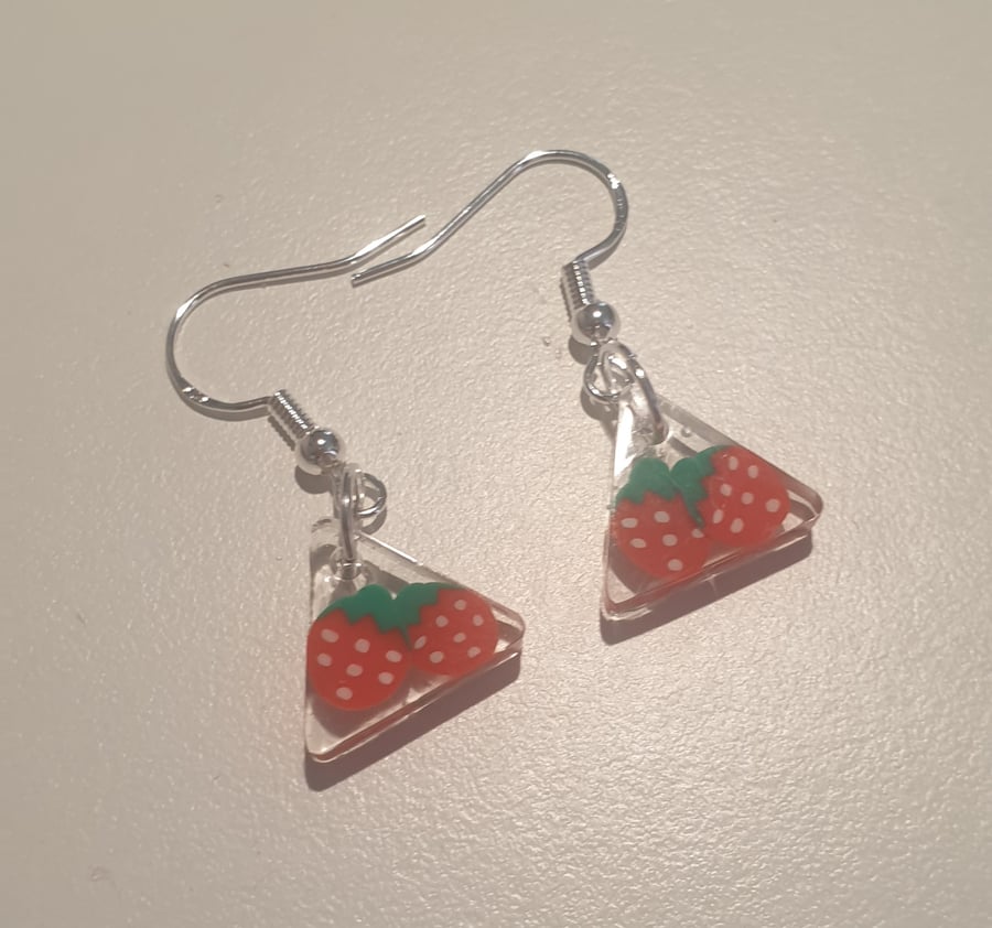 Triangle strawberry resin earrings