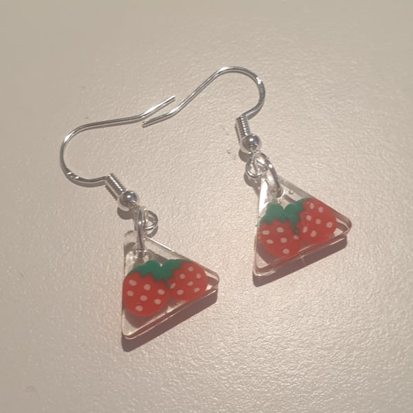 Triangle strawberry resin earrings