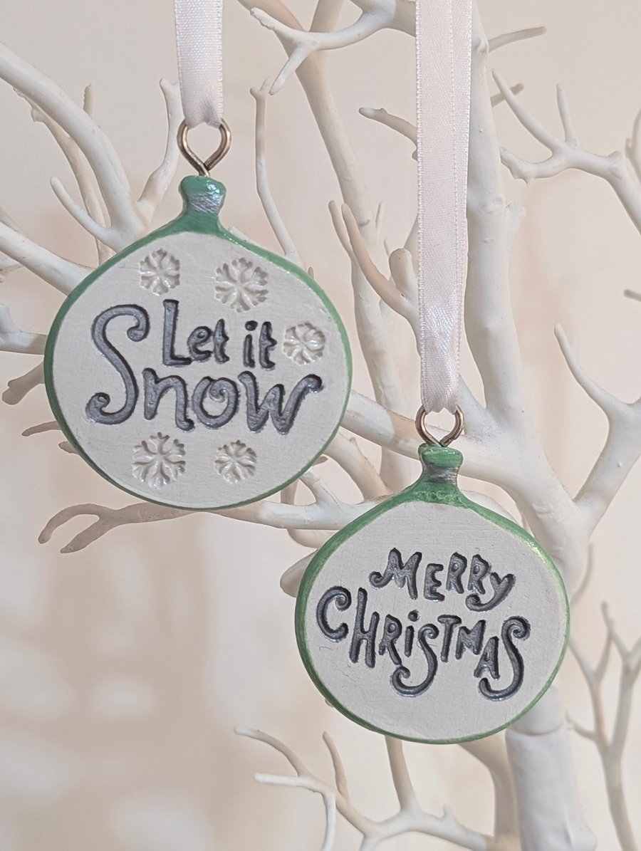 Christmas bauble decorations, clay, Christmas decor, tree decorations 