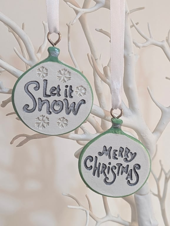 Christmas bauble decorations, clay, Christmas decor, tree decorations 