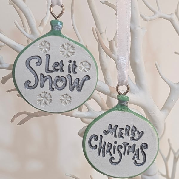 Christmas bauble decorations, clay, Christmas decor, tree decorations 