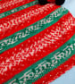 Hand Knitted Christmas Baby Blanket - Red Green Fair Isle Pram Blanket - Image 3