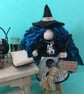 Blue And Black Witch Doll Decoration, Halloween Ornament