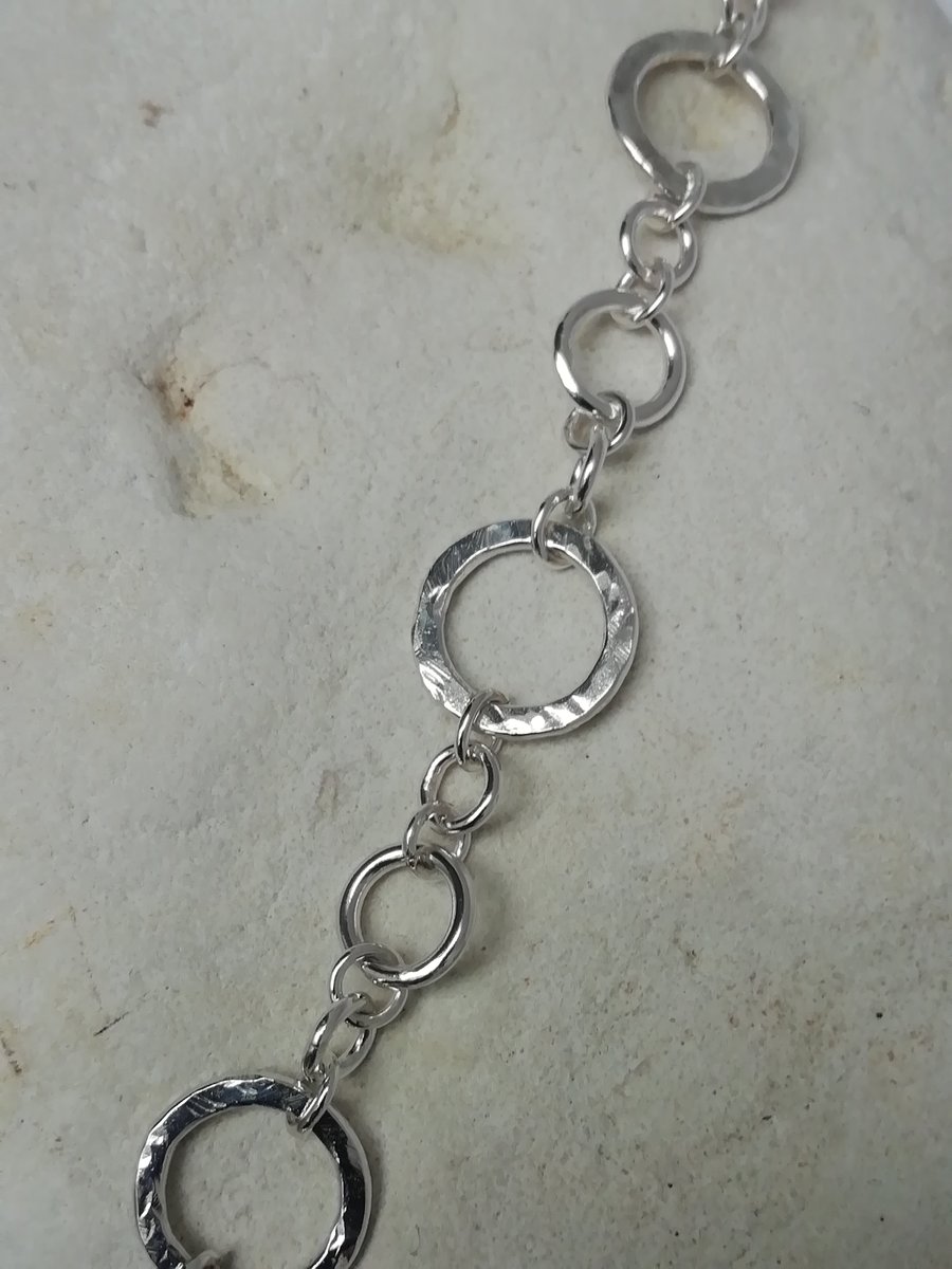 Handmade Hammered Silver Link Bracelet