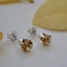 Sparkly & Autumnal simple Citrine stud earrings