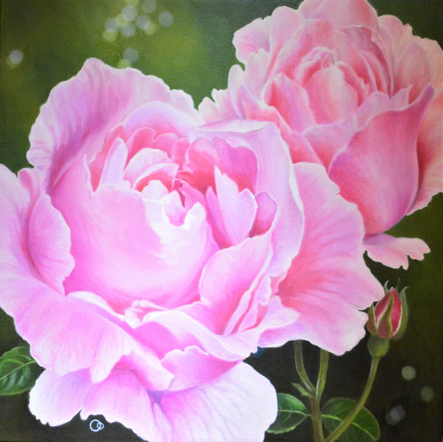 Garden Roses Floral Oil Painting