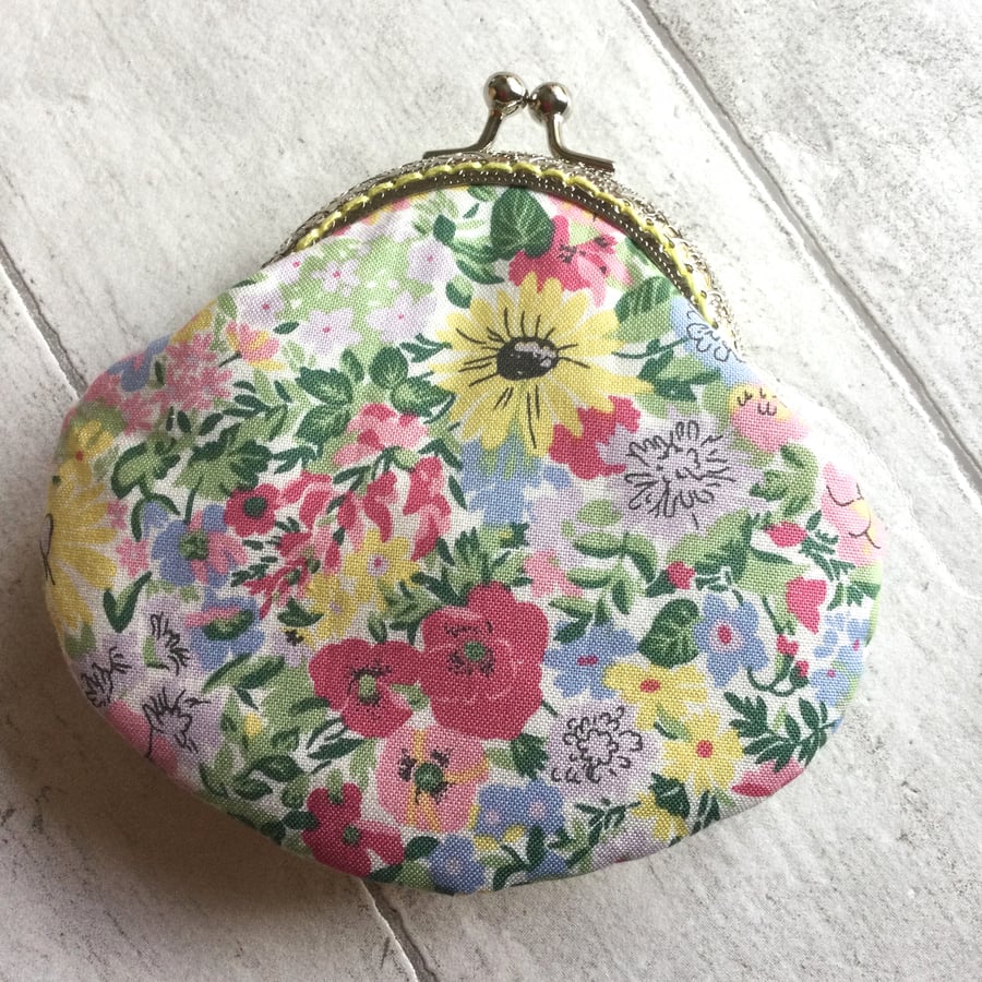 Liberty Floral  Print Fabric Clasp Coin Purse