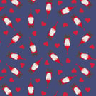 0.5m Tomten and Hearts on Dark Blue Lewis and Irene 100% Cotton Fabric