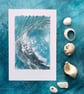 Big storm surf wave monoprint semi abstract minimalist art - Image 2