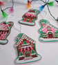 Gingerbread House Christmas Decoration - hanging ornaments with wool felt
