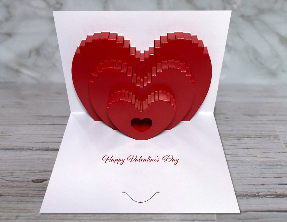 Heart expanding Valentine's pop-up card