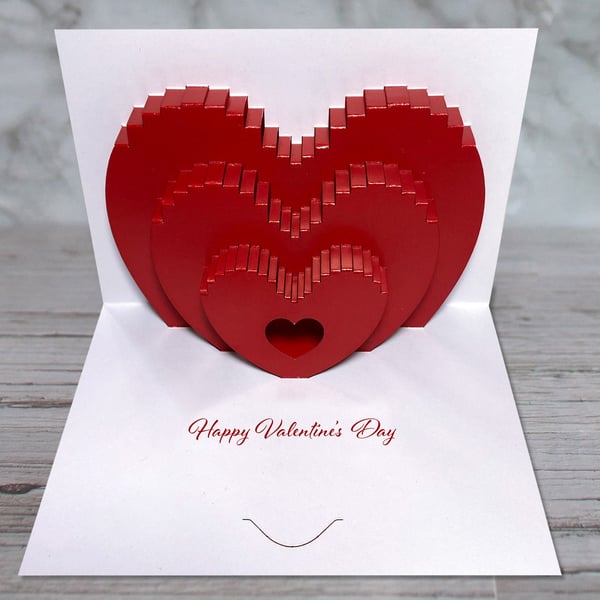 Heart expanding Valentine's pop-up card