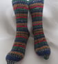 Hand-cranked Sparkly Knitted Ribbed Wool Socks Size 6 to 7