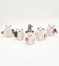 Woolly Ghouls - Felted Friends - Needle Felt Ghost Halloween Decorations