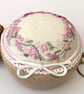 Pincushion, hand embroidered cupcake style pin cushion in pinks by Bearlescent 