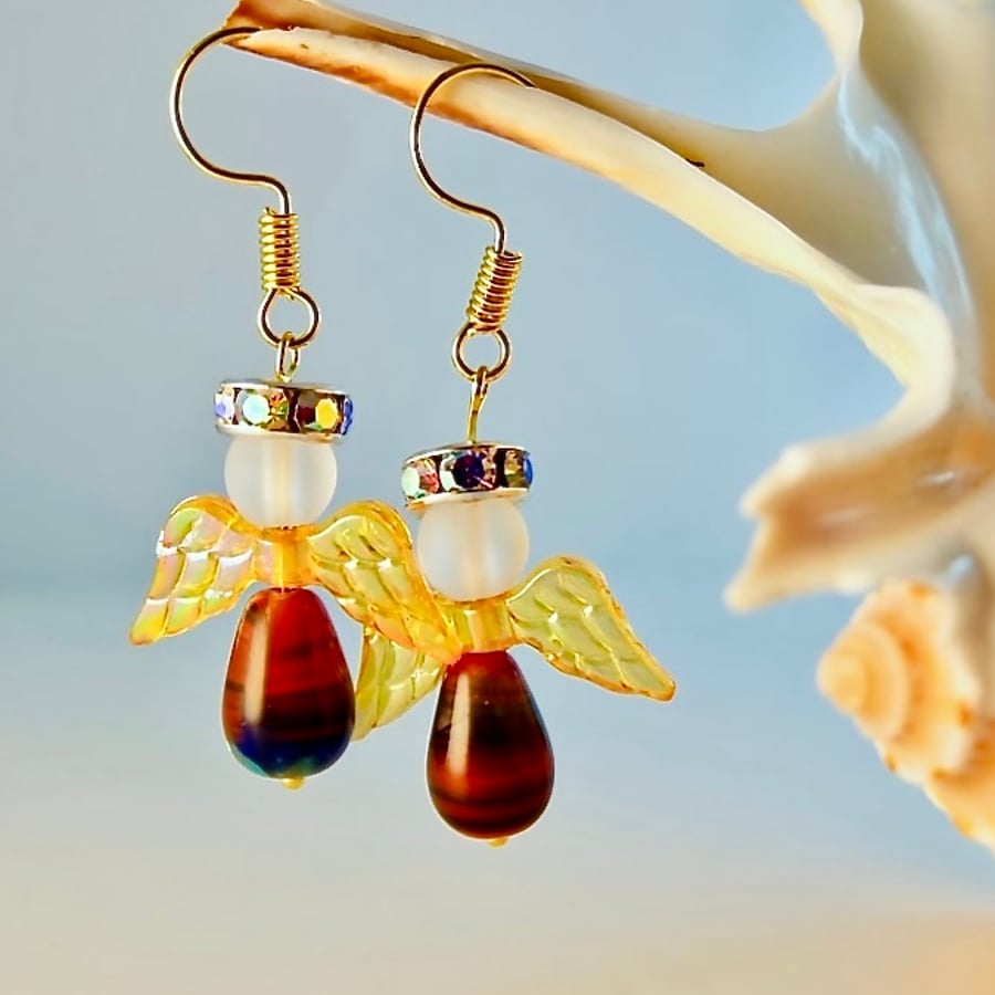 Christmas Angel Earrings, Stocking Filler, Secret Santa Gift, Free UK P&P