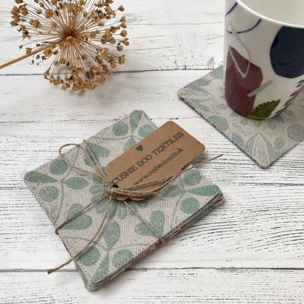 Hand Printed Linen Coaster Set