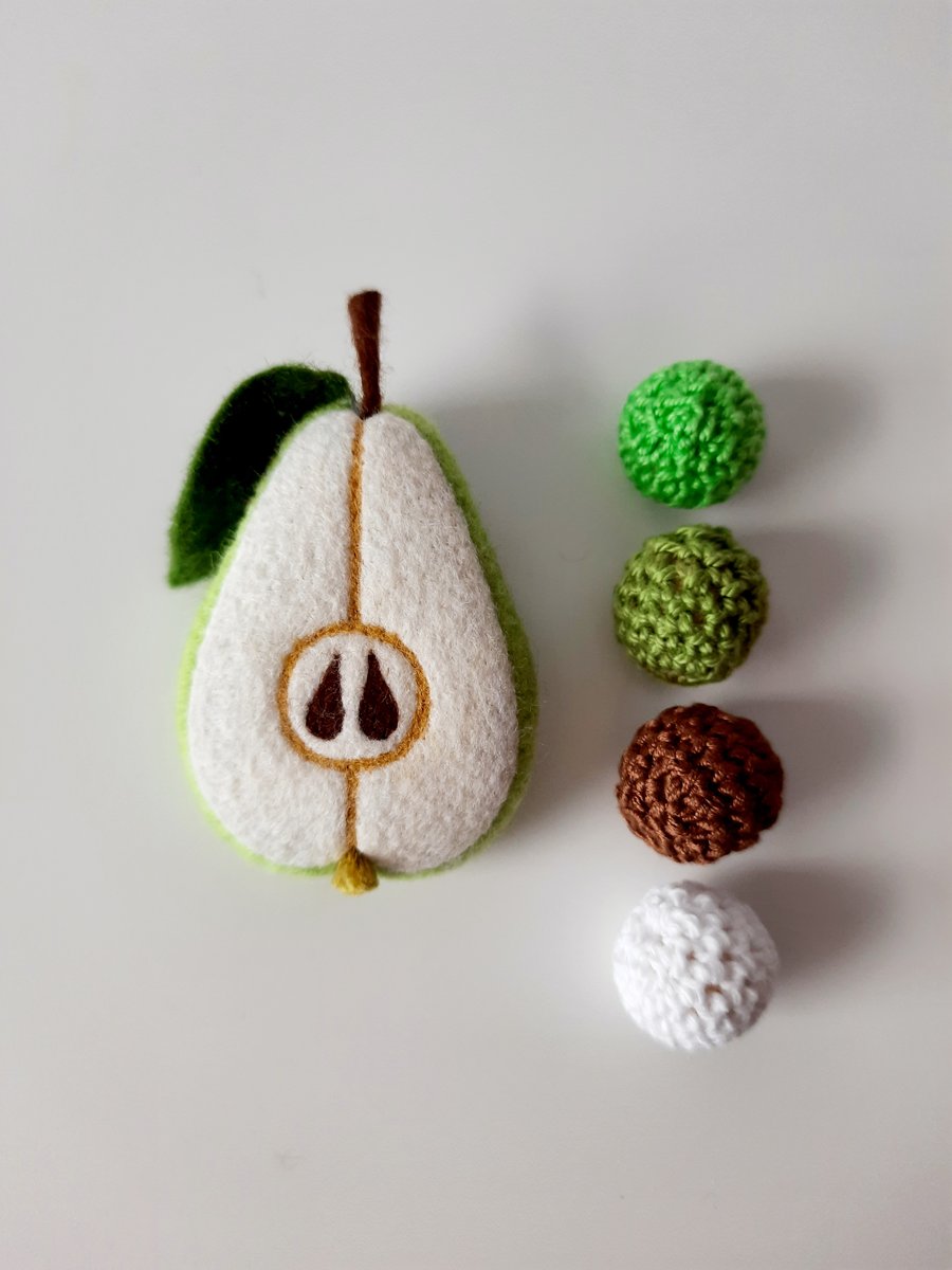 Seconds Sunday- Needle Felted Merino Wool Pear Brooch