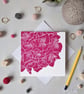 Pink Hydrangea Greetings Card, Botanical Note Card - Image 2
