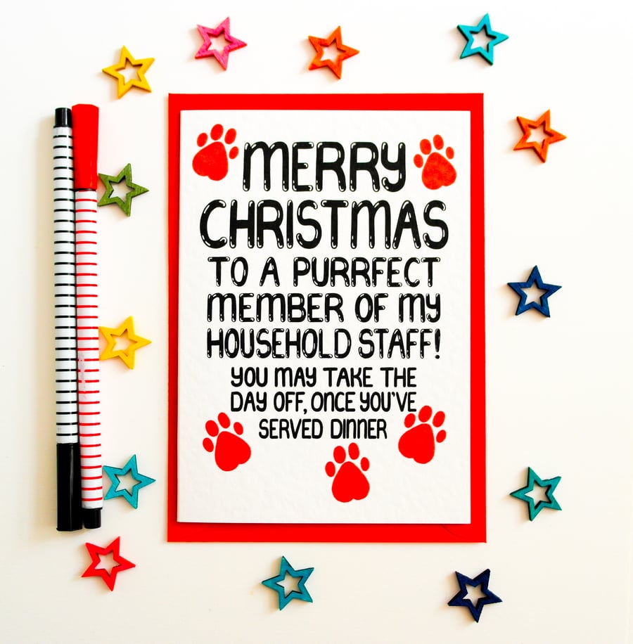 Funny Christmas Card From The Cat, Pet Christmas Card