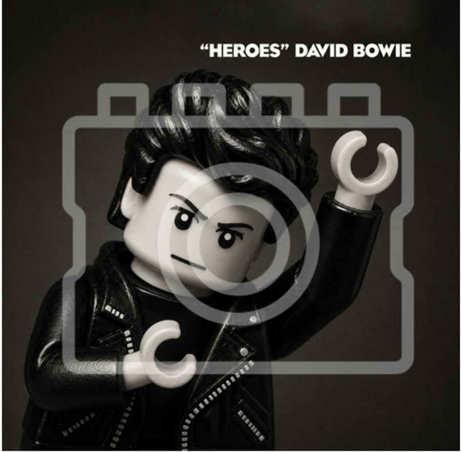DAVID BOWIE - Heroes - Lego-inspired Album Cover - 5 x 5 - Mounted