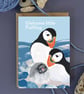 New Baby card - puffin coastal blank inside - Image 1