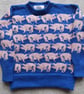 Pig jumper for a child in machine washable wool. Made to order in any colour