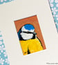 Blue Tit Garden Bird Original Painting - Mini Artwork 55mm x 84mm - Image 4