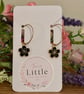 Black Cherry Blossom Hoop Earrings, Enamel Floral Charms, Handmade Jewellery - Image 4
