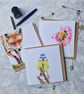Pack of 3 cards: Blue Tit, Fox and Bumblebee