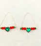 Red and Green Triangle Earrings