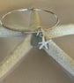 Sterling Silver Bangle With Sea Glass And Fine Silver Starfish Charm - Image 3