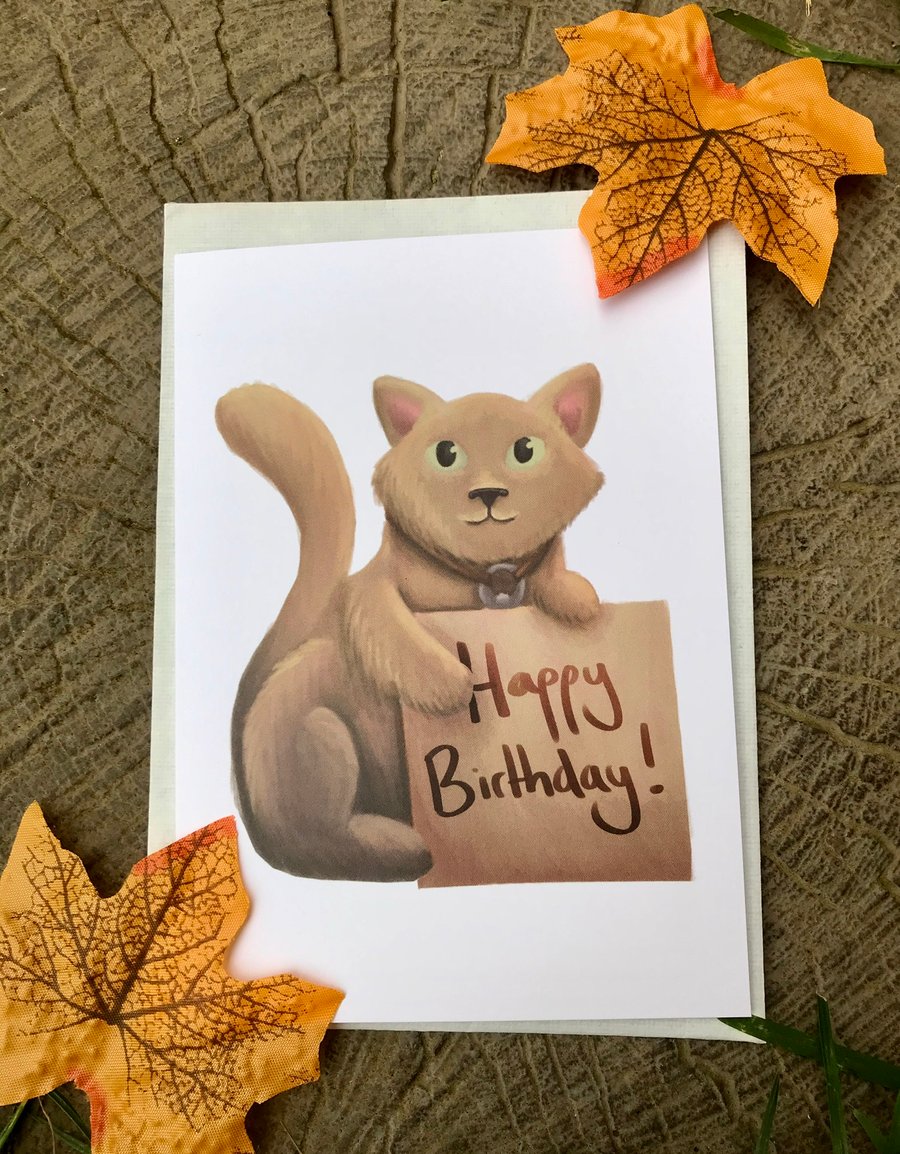 Happy Birthday Cat Greeting Card