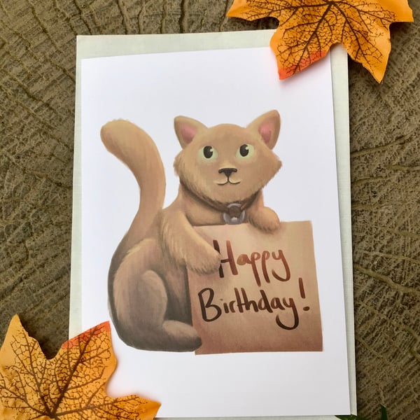 Happy Birthday Cat Greeting Card