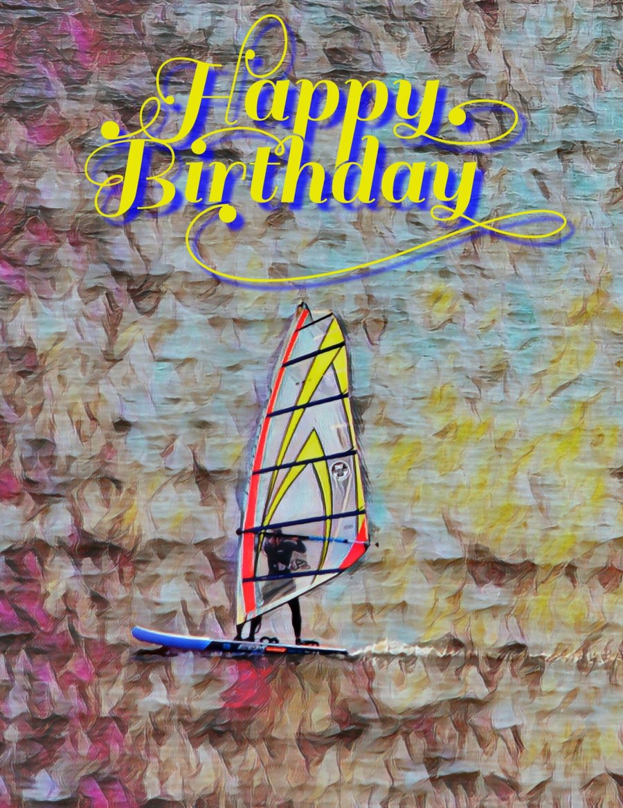 Happy Birthday Windsurfer Card A5 