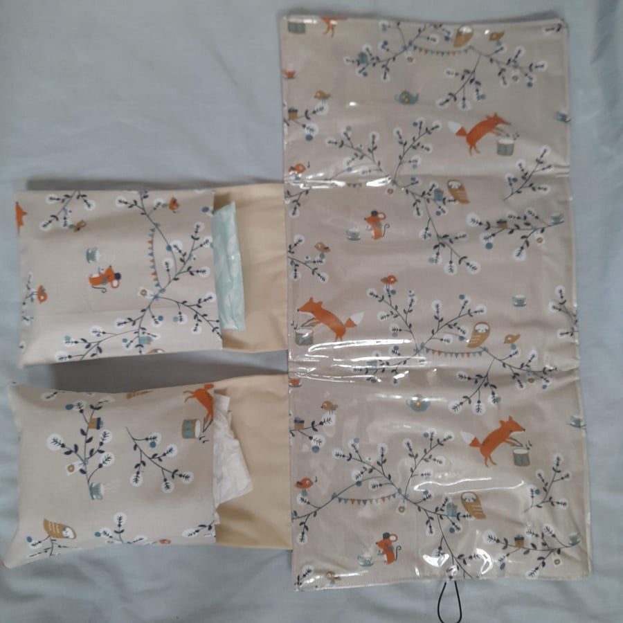 Fox, Owl and Mouse, Travel Changing Mat with Storage Pockets