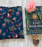 Fabric book sleeve with pocket for paperback book padded and fully lined