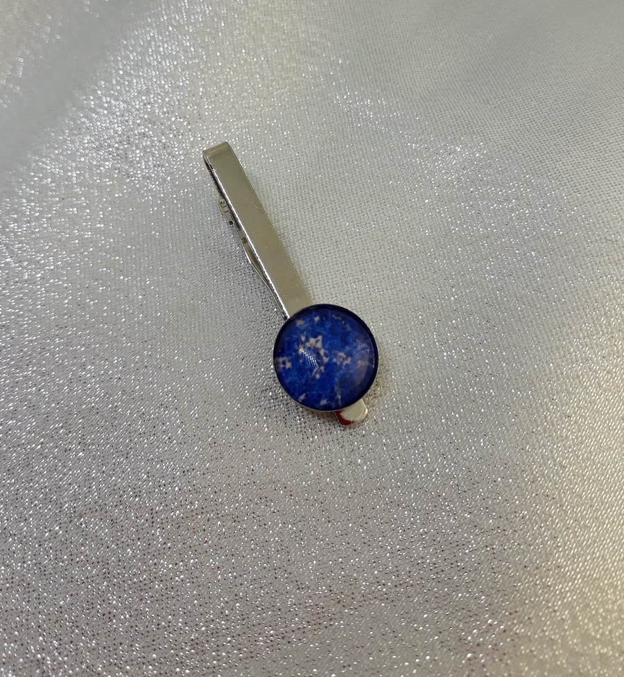 TC05 Blue marble picture tie clip