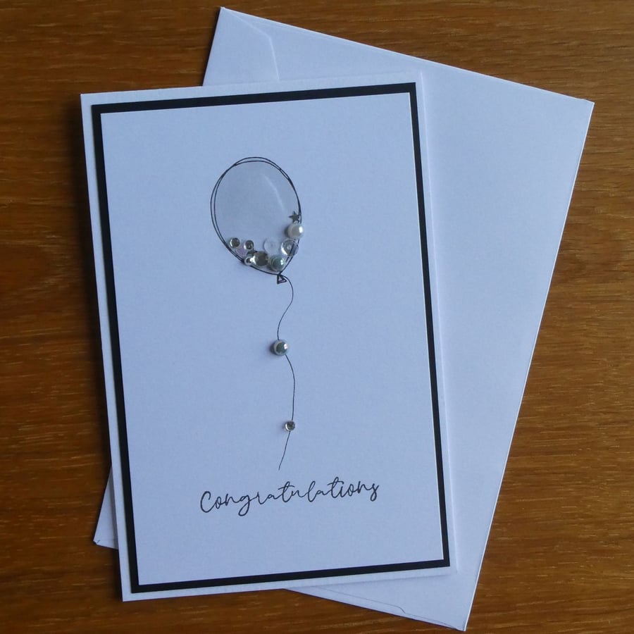 Silver Grey Balloon Congratulations Card