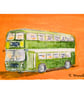 Original ACEO Miniature Watercolour Painting Bristol Double Decker Classic Bus - Image 2