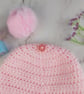 Pink Crochet Mum and Baby Matching Hats, Faux Fur Pom Beanie Set - Image 7