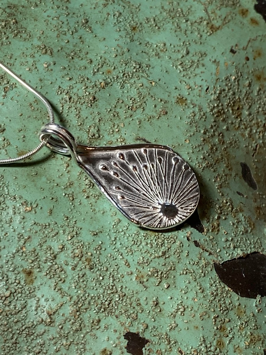 Handmade Recycled Fine Silver flower Pendant,  with sterling silver chain