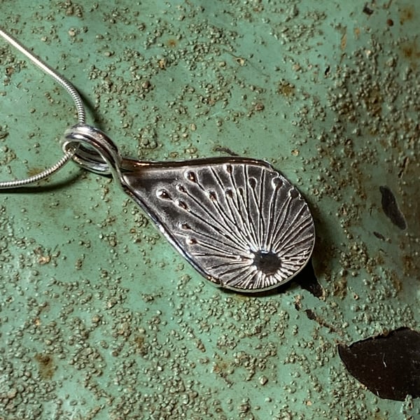 Handmade Recycled Fine Silver flower Pendant,  with sterling silver chain
