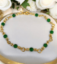Emerald Green Jade Gold Plated Bracelet